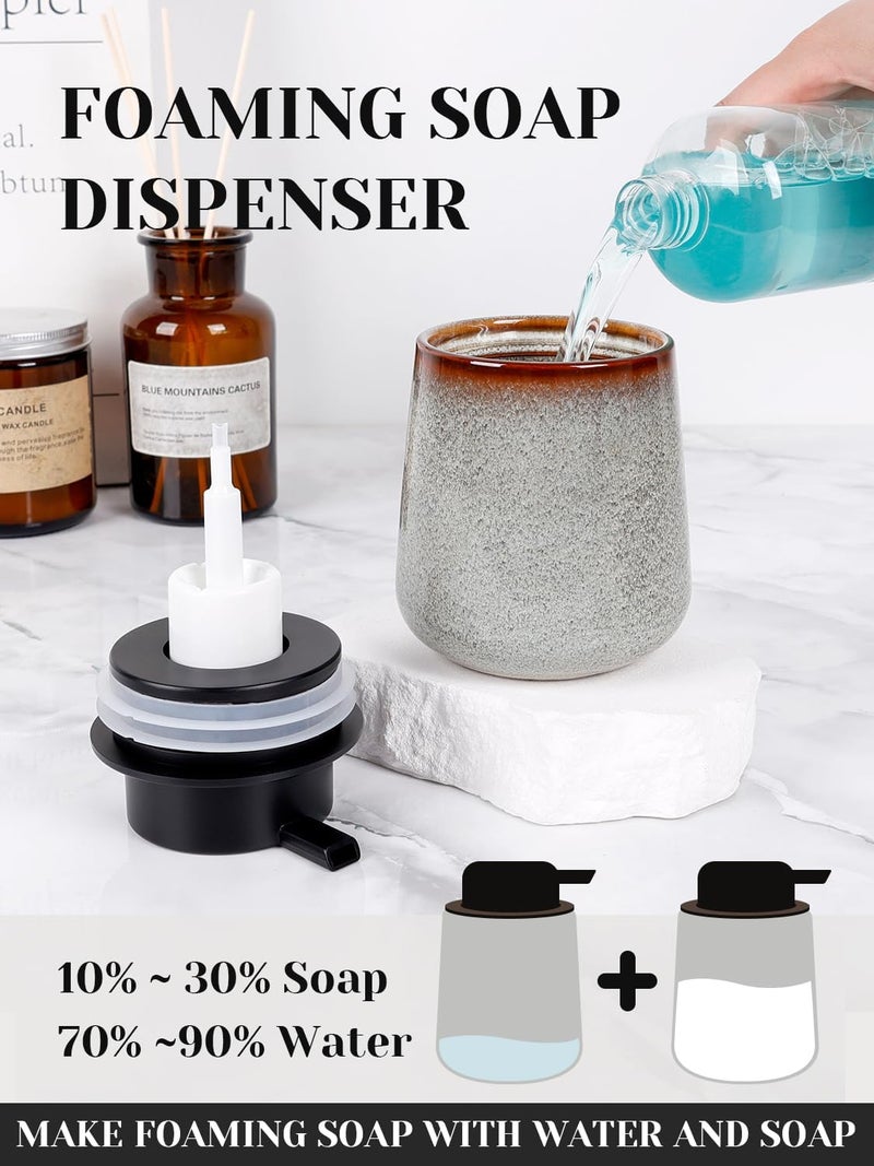 INGOFIN Ceramic Foaming Soap Dispenser -12oz Foam Hand Soap Dispenser Bathroom, Modern Refillable Dish Wash Soap Bottle for Kitchen with Large Pump,Kiln-Glazed - Image 3